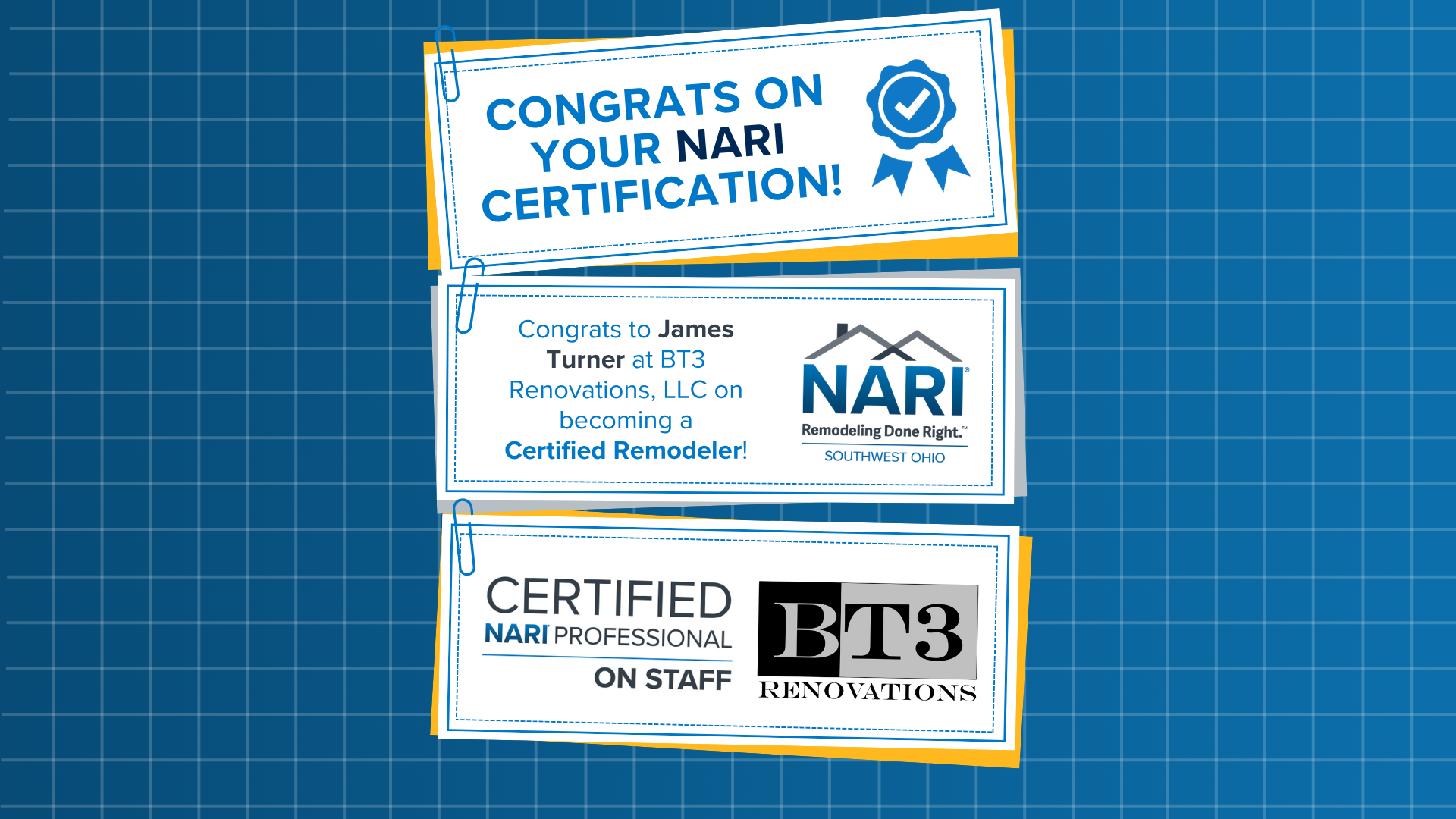 Congratulations to James Turner - Now a NARI Certified Remodeler!